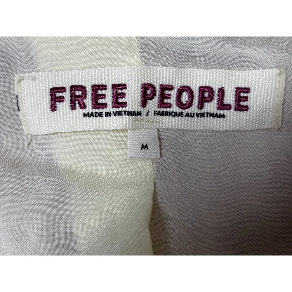 Free People Gingham‎ Blazer Womens M Pink Plaid Relaxed Cottagecore Boho Jacket